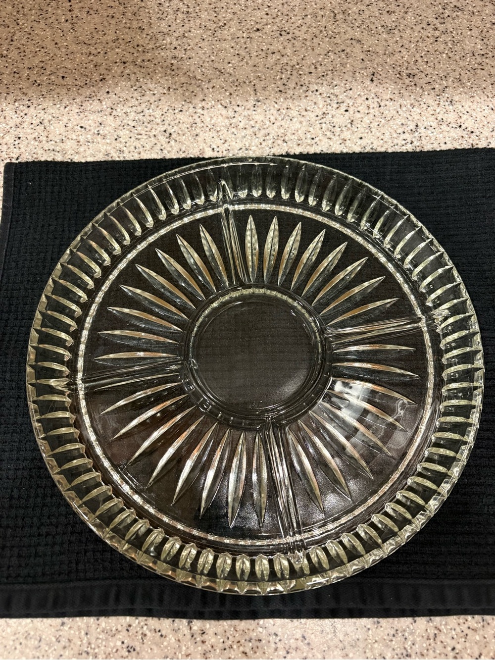 Vintage Crystal Clear Glass 5-Section Divided Serving Tray Dish